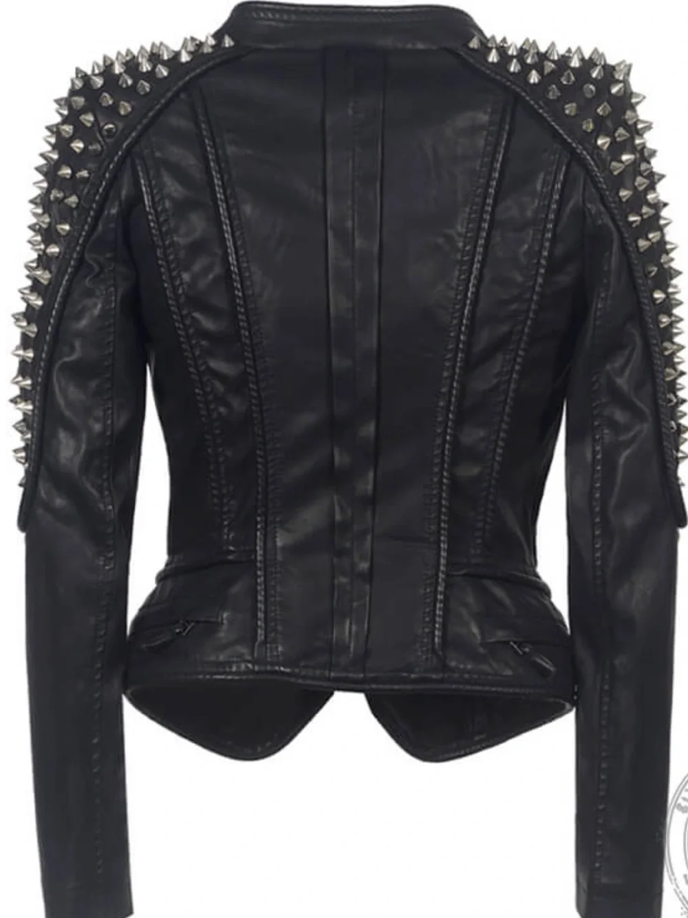 Women's Black Studded Leather Moto Jacket